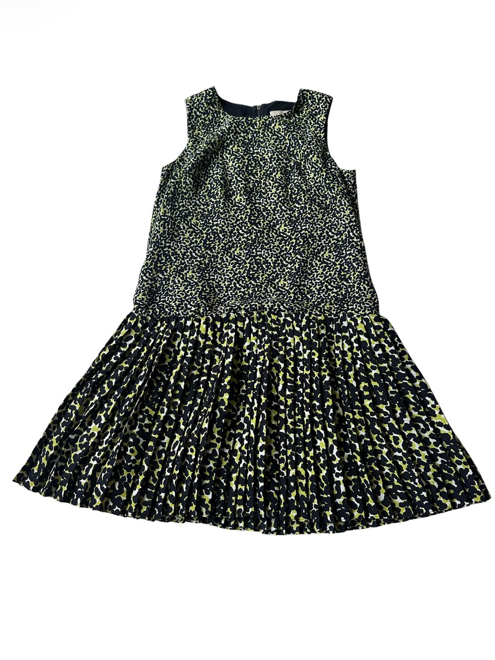 Loft Y2K sleeveless dress featuring a vibrant black and neon green animal print